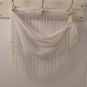 White Beaded Fringe Swim Wrap